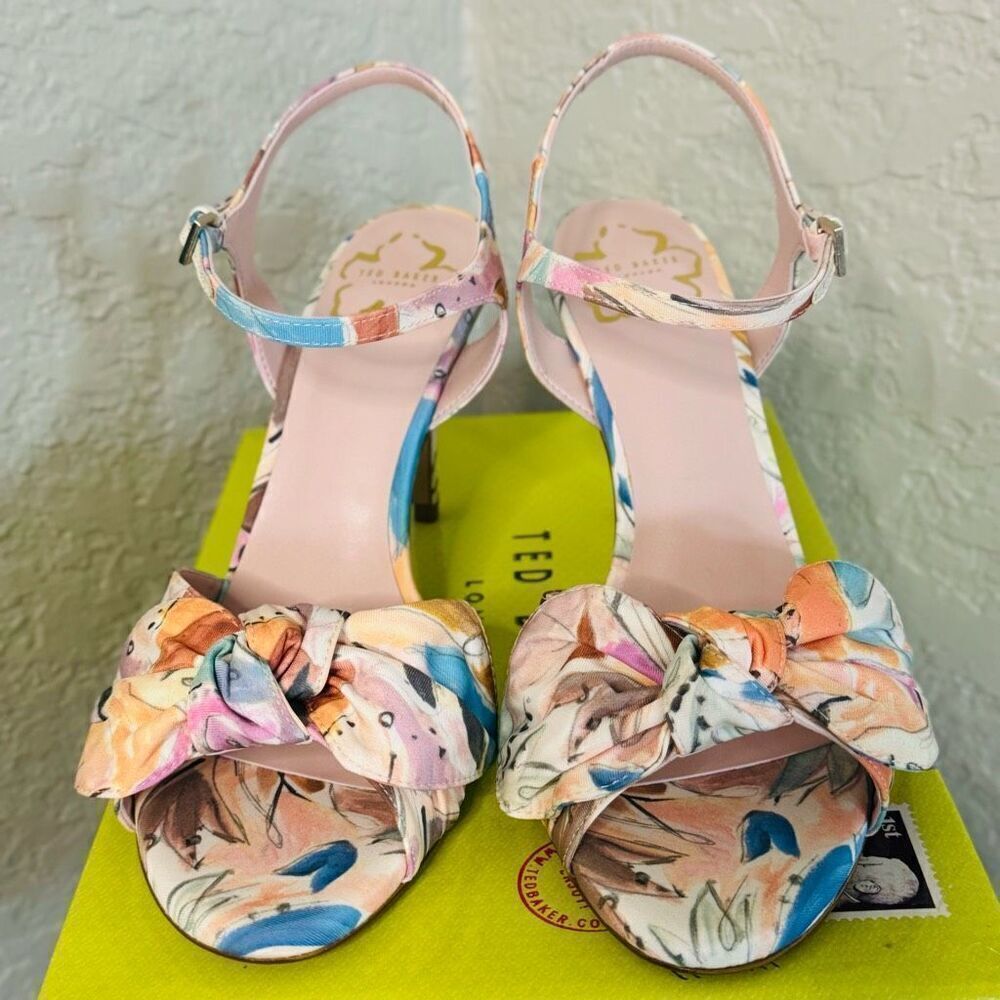 Ted Baker London Nestar Ankle Strap Heeled Sandal, Floral‎ Multi, Size 9.5 NWT - Picture 4 of 16